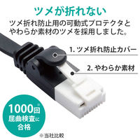 エレコム LANケーブル/CAT6A/爪折れ防止/フラット/10m/ブラック LD-GFAT/BK100 1個