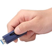 USBメモリ 32GB USB3.2(Gen1) 高速スライド式 ストラップホール付 ブルー MF-SLU3032GBU エレコム 1個（直送品）