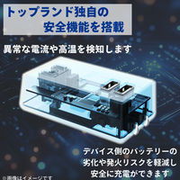 トップランド 電源タップ 2個口 USBーA充電ポート(2個口)付 2.4A 雷ガード 抗菌 STPP300-GR 1個