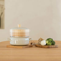 富士ホーロー ホーロー鍋 18cm IH ガス火対応 せいろ付き グレージュ SERー18W.GG 1個