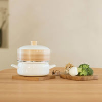 富士ホーロー ホーロー鍋 18cm IH ガス火対応 せいろ付き ホワイト SERー18W.W 1個