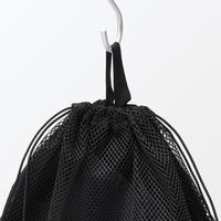 無印良品 ポリエステルメッシュ巾着 ダブルタイプ 黒 Ｌ 約３４×３７×１４ｃｍ 良品計画