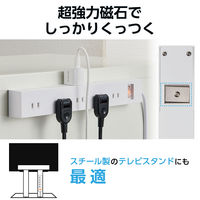 延長コード 電源タップ コンセント 5m 10個口 一括スイッチ 雷ガード マグネット付 白 ECT-1550WH エレコム 1個（直送品）