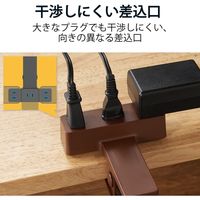 電源タップ クリップタップ 2.5m 2ピン 3個口 雷ガード ほこり防止 ブラウン T-KF03-2325BR エレコム 1個