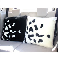 ムートンクッション ダルメシアン 50×50cm ブラック ピロークッション（直送品）