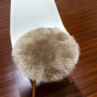 ムートン ピースクッション シナモン 日本製 円形 サークル ラウンド シートクッション 座布団（直送品）