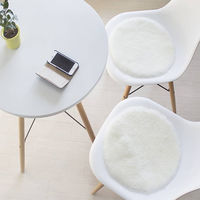 ナチュラルクリンプ ムートンチェアパッド チャコールグレー 円形 サークル ラウンド シートクッション 座布団（直送品）