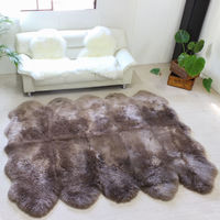 ムートンフリース ファーストレーベル 10匹物 ピンク ムートンラグ リアル ふわふわ ファー マット カーペット 裏無し（直送品）