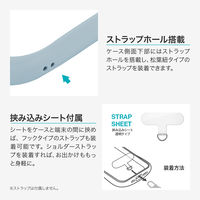 iPhone 17 Pro Max 耐傷・耐衝撃ハイブリッドケース   ライトブルー 挟み込みシート付 ストラップホール付（直送品）