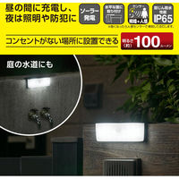 オーム電機 LEDセンサーウォールライト ソーラー 100ルーメン 06-4955 1個（直送品）