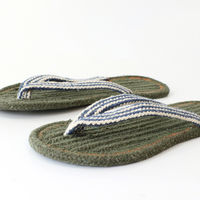 トモ・コーポレーション スリッパ コットンサンダル プレーン ボーダー 2サイズ ハンドメイド プレーングリーン(S) 423384 1個（直送品）