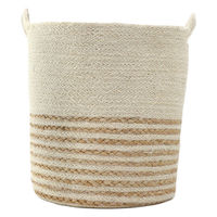トモ・コーポレーション かご コニカルジュートバスケット ハンドル付き 深型 ホワイト 477898 1個（直送品）