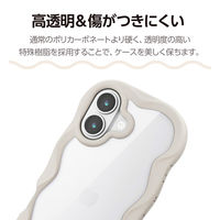 iPhone17 ケース ハイブリッド 衝撃吸収 磁気吸着対応メタルステッカー付 ベージュ PM-A25AFCWAVEBE エレコム 1個（直送品）