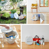 おりたためるバケツ8L 蓋付き グレー 1セット（1個×2） 伊勢藤