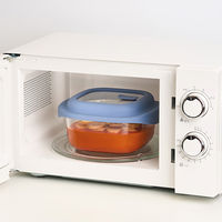 耐熱ガラス製 保存容器 1.5L ブルー LNG482 1個 電子レンジ・オーブン・食洗機対応 LIV PLUS