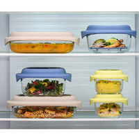 耐熱ガラス製 保存容器 500mL イエロー LNG481 1セット（1個×3）電子レンジ・オーブン・食洗機対応 LIV PLUS