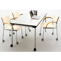 【軒先渡し】サンケイ CM350 ミィーティングチェア キャスター脚 肘付 レザー張り CM351-MXC Ｎアイボリー 1セット(2脚入)（直送品）