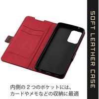 Galaxy A52 5G ケース 手帳型 レザー ステッチ フラップ マグネット ブラック PM-G214PLFYBK エレコム 1個（直送品）