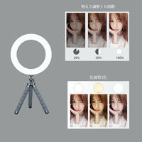 自撮りライト 6インチLEDリングライト USB接続/3色光/10段階調光/VV-LED-6 1個 Vodaview