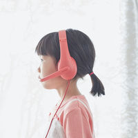 ヘッドセット こども用 両耳 USB接続 回転式マイクアーム レッド HS-KD01URD 1個 エレコム