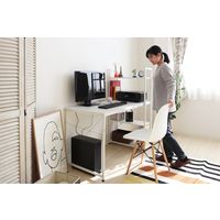 【軒先渡し】ヤマソロ デスク 大理石柄 オーア 棚付 幅1200×奥行640×高さ1220mm  ホワイト 82-697 1台（直送品）