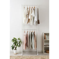 伸晃 2段ハンガーラック ワイド 伸縮タイプ ホワイト KP-2HW-W 1個（直送品）