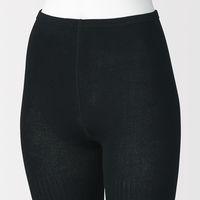 無印良品 レディース 婦人 足なり直角 かかとに合う リブ編みタイツ 婦人Ｌ 黒 良品計画