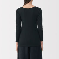 無印良品 レディース 婦人 あったか綿 Ｕネック八分袖Ｔシャツ 婦人Ｓ 黒 良品計画
