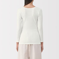 無印良品 レディース 婦人 あったか綿 Ｕネック八分袖Ｔシャツ 婦人Ｓ オフ白 良品計画