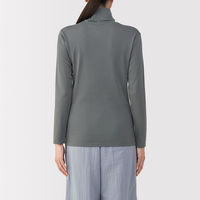 無印良品 レディース 婦人 あったか綿 厚手 タートルネック長袖Ｔシャツ 婦人Ｌ ミディアムグレー 良品計画