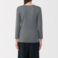 無印良品 レディース 婦人 あったか綿 厚手 Ｕネック八分袖Ｔシャツ 婦人Ｓ ミディアムグレー 良品計画
