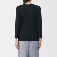 無印良品 レディース 婦人 あったか綿 厚手 Ｕネック八分袖Ｔシャツ 婦人Ｓ 黒 良品計画