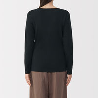 無印良品 レディース 婦人 あったか綿 ウールクルーネック長袖Ｔシャツ 婦人Ｌ 黒 良品計画