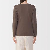 無印良品 レディース 婦人 あったか綿 ウールクルーネック長袖Ｔシャツ 婦人Ｓ ダークブラウン 良品計画