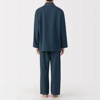 無印良品 メンズ 紳士 脇に縫い目のない フランネル長袖パジャマ 紳士Ｓ ネイビー 良品計画