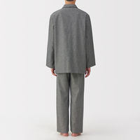 無印良品 メンズ 紳士 脇に縫い目のない フランネル長袖パジャマ 紳士Ｓ アイボリー柄 良品計画