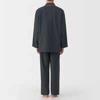 無印良品 メンズ 紳士 脇に縫い目のない フランネル長袖パジャマ 紳士Ｓ ダークグレー柄 良品計画