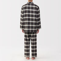 無印良品 メンズ 紳士 脇に縫い目のない フランネル長袖パジャマ 紳士Ｍ ブラウンチェック 良品計画
