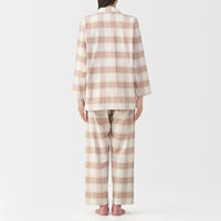 無印良品 レディース 婦人 脇に縫い目のない フランネル長袖パジャマ 婦人Ｓ ピンクチェック 良品計画