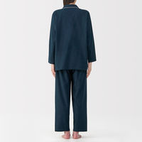 無印良品 レディース 婦人 脇に縫い目のない フランネル長袖パジャマ 婦人Ｓ ダークネイビー 良品計画