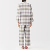 無印良品 レディース 婦人 脇に縫い目のない フランネル長袖パジャマ 婦人Ｓ ラベンダーチェック 良品計画