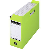 ボックスファイル組み立て式　A4ヨコ　PP製　グリーン　セリオ（わけあり品）