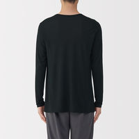 無印良品 メンズ　紳士 脇に縫い目のない なめらか クルーネック長袖Ｔシャツ 紳士ＸＬ 黒 良品計画