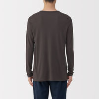 無印良品 メンズ　紳士 脇に縫い目のない なめらか クルーネック長袖Ｔシャツ 紳士Ｌ ブラウン 良品計画