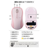 ワイヤレスマウス 静音 Bluetooth/無線2.4GHz 7ボタン チルト ピンク M-MY40MBSPN-G エレコム 1個（直送品）