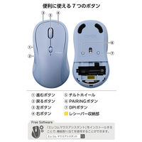 ワイヤレスマウス 静音 Bluetooth/無線2.4GHz 7ボタン チルト ブルー M-MY40MBSBU-G エレコム 1個（直送品）
