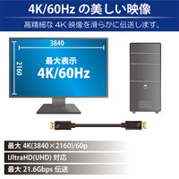 日本トラストテクノロジー DisplayPortケーブル 4K対応 2m JTDISP4K-2M-BK 1本