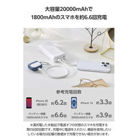 モバイルバッテリー 大容量 20000mAh USB-Cケーブル一体型 ホワイト DE-C64-20000WH エレコム 1個（直送品）