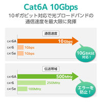 LANケーブル CAT6A 3m 爪折れ防止 高耐久 メッシュ ブラック LD-GPAM/BK30 エレコム 1個（直送品）