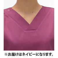 【再検品商品】ナガイレーベン NRー8602男女兼用上衣 ネイビーL NR-8602 1枚　スクラブ（わけあり品）